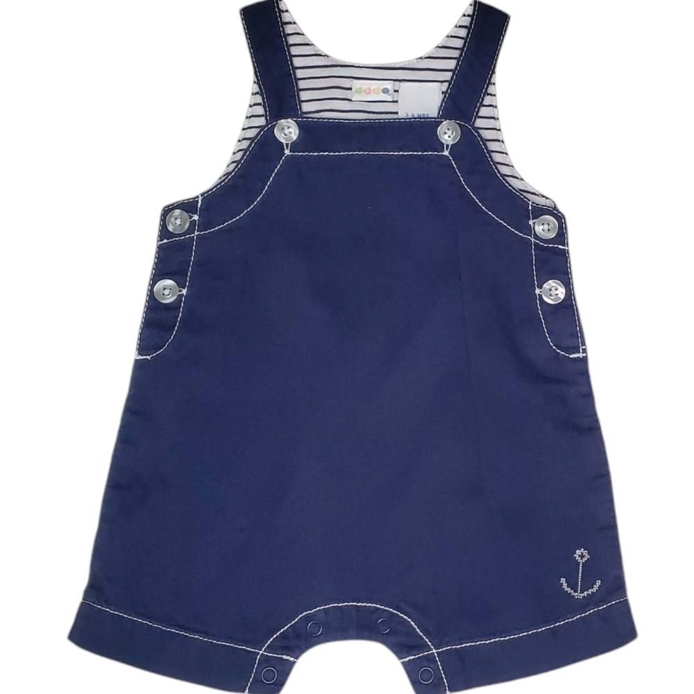 Vintage Gymboree 2000 Overall Romper Navy Baby Boys 3-6 Months